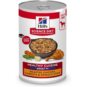 Hill’s Science Diet Adult 7+ Healthy Cuisine Wet Dog Food, Roasted Chicken, Carrots, & Spinach Stew, 12.5 oz. Cans, 12-Pack(Roasted Chicken  Carrots & Spinach Stew)