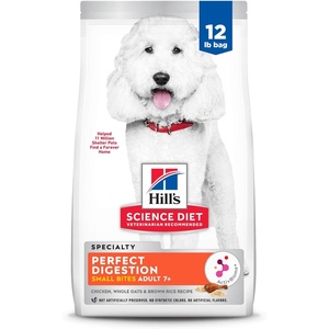 Hill’s Science Diet Adult 7+ Perfect Digestion Small Bites Dry Dog Food, Chicken, Whole Oats, & Brown Rice, 12 lb. Bag