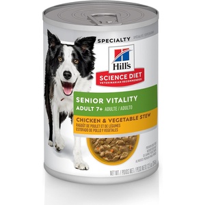 Hill’s Science Diet Adult 7+ Senior Vitality Wet Dog Food, Chicken & Vegetable Stew, 12.5 oz. Cans, 12-Pack(12.5 Ounce (Pack of 12))