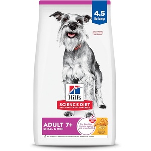 Hill’s Science Diet Adult 7+ Small & Mini Dry Dog Food, Chicken & Brown Rice, 4.5 lb. Bag(Chicken  Brown Rice  & Barley)