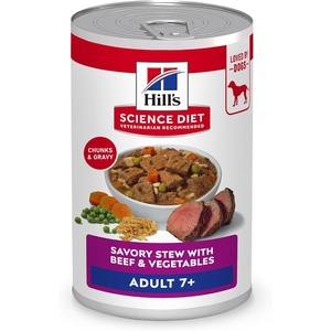 Hill’s Science Diet Adult 7+ Wet Dog Food, Chicken & Barley, 13 oz. Cans, 12-Pack(Beef & Vegetables Stew)