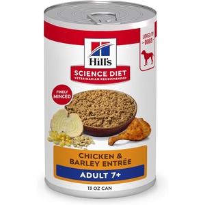 Hill’s Science Diet Adult 7+ Wet Dog Food, Chicken & Barley, 13 oz. Cans, 12-Pack(Chicken & Barley Loaf)