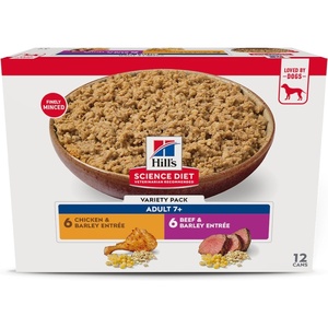 Hill’s Science Diet Adult 7+ Wet Dog Food, Chicken & Barley, 13 oz. Cans, 12-Pack(Variety Pack: Chicken & Barley; Beef & Barley Loaf)