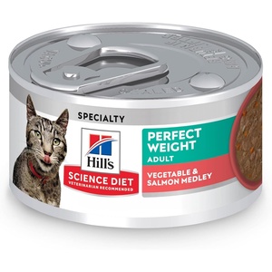 Hill’s Science Diet Adult Perfect Weight Wet Cat Food, Vegetable & Salmon, 2.9 oz. Cans, 24-Pack(Salmon & Vegetables Stew)