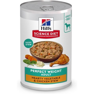 Hill’s Science Diet Adult Perfect Weight Wet Dog Food, Hearty Vegetable & Chicken Stew, 12.5 oz. Cans, 12-Pack(Chicken & Vegetables Stew)