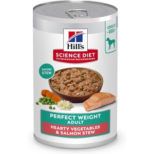 Hill’s Science Diet Adult Perfect Weight Wet Dog Food, Hearty Vegetable & Chicken Stew, 12.5 oz. Cans, 12-Pack(Salmon & Vegetables Stew)