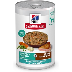 Hill’s Science Diet Adult Perfect Weight Wet Dog Food, Hearty Vegetable & Chicken Stew, 12.5 oz. Cans, 12-Pack(Tuna & Vegetables Stew)