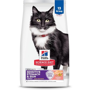 Hill’s Science Diet Adult Sensitive Stomach & Skin Grain Free Dry Cat Food, Salmon & Yellow Pea, 13 lb. Bag (Updated Formula)