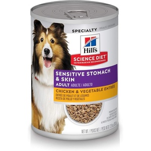 Hill’s Science Diet Adult Sensitive Stomach & Skin Wet Dog Food Variety Pack, Chicken & Vegetable, Salmon & Vegetable, 12.8 oz. Cans, 12-Pack(Chicken & Vegetables Loaf)