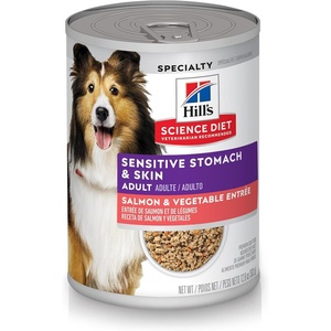 Hill’s Science Diet Adult Sensitive Stomach & Skin Wet Dog Food Variety Pack, Chicken & Vegetable, Salmon & Vegetable, 12.8 oz. Cans, 12-Pack(Salmon & Vegetables Loaf)