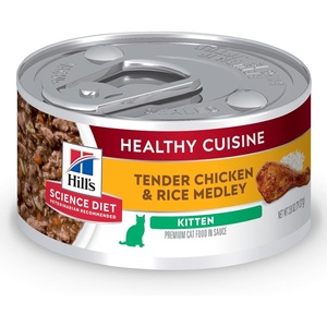 Hill’s Science Diet Kitten Healthy Cuisine Wet Cat Food, Chicken & Rice, 2.8 oz. Cans, 24-Pack