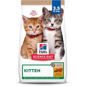 Hill’s Science Diet Kitten, Kitten Premium Nutrition, Dry Cat Food, No Corn, Wheat, Soy Chicken & Brown Rice, 3.5 lb Bag(No Corn  Wheat  Soy Chicken & Brown Rice)