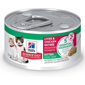 Hill’s Science Diet Kitten Wet Cat Food Variety Pack, Liver & Chicken, Salmon Minced, 2.9 oz. Cans, 12-Pack(Liver & Chicken Minced)
