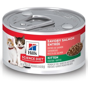Hill’s Science Diet Kitten Wet Cat Food Variety Pack, Liver & Chicken, Salmon Minced, 2.9 oz. Cans, 12-Pack(Salmon Minced)