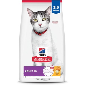 Hill’s Science Diet Senior 11+ Dry Cat Food, Chicken, 7 lb. Bag(Chicken)
