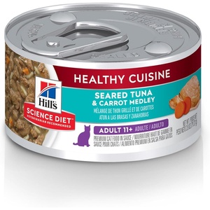 Hill’s Science Diet Senior 11+ Healthy Cuisine Wet Cat Food, Tuna & Carrot, 2.8 oz. Cans, 24-Pack