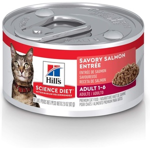 Hill’s Science Diet Wet Cat Food, Adult, Savory Salmon Recipe, 2.9 oz Cans, 24-Pack