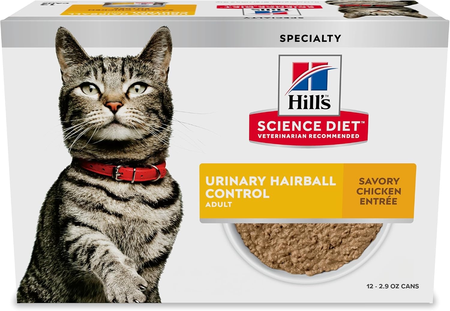 image:imageHills Science Diet Urinary amp Hairball Control Wet Cat Food Variety Pack 1 Veterinarian Recommended Adult Formula Chicken Tuna amp Salmon 29 oz Cans 24PackChicken Minced