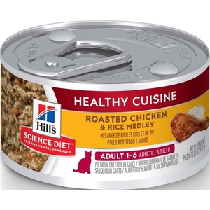 Hill’s Science Diet Healthy Cuisine Wet Cat Food Variety Pack | #1 Veterinarian Recommended, Adult Formula, Chicken, Tuna, & Salmon Medley, 2.8 oz. Cans, 24-Pack(Roasted Chicken & Rice Stew)